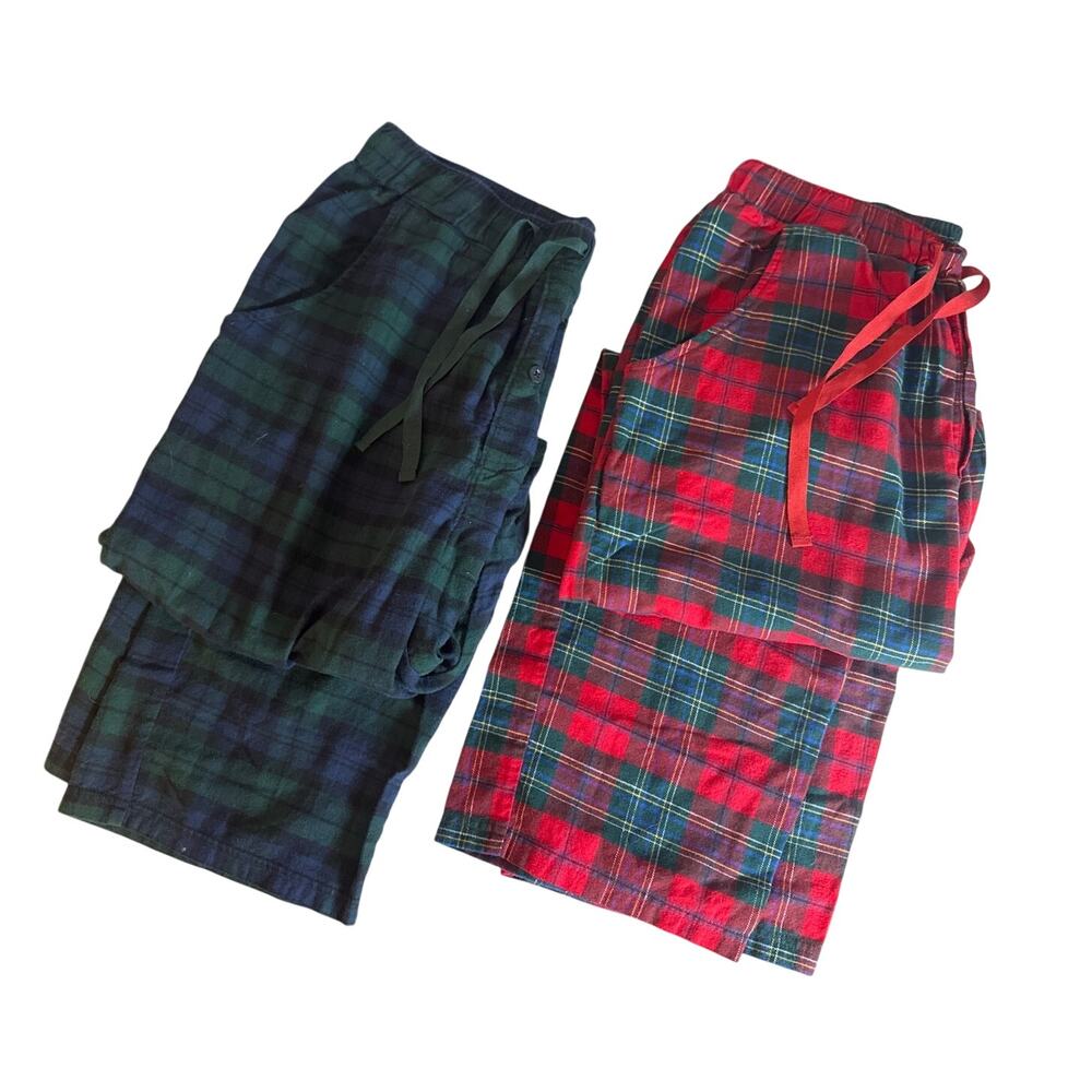 Pendleton Mens Flannel Pajama Pants 2 Pair Holiday Red Blue Medium Cozy Cotton